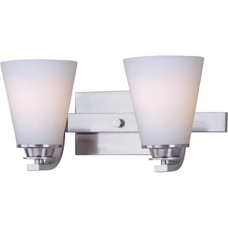 Conical 2-Light 13 Wide Satin Nickel Vanity Light